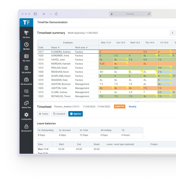 Timefiler mockup